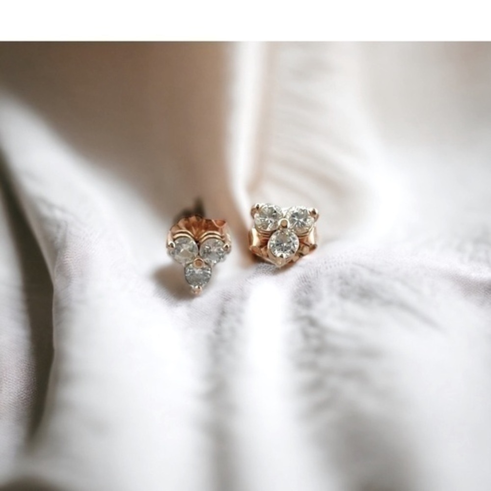 14K Rose Gold 1/3 CTW Natural Diamond Three-Stone Stud Earrings